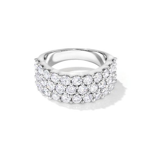 Three Row Dress Ring with 3.00tw of Laboratory-Grown Diamonds in Sterling Silver and Platinum Rings Bevilles 
