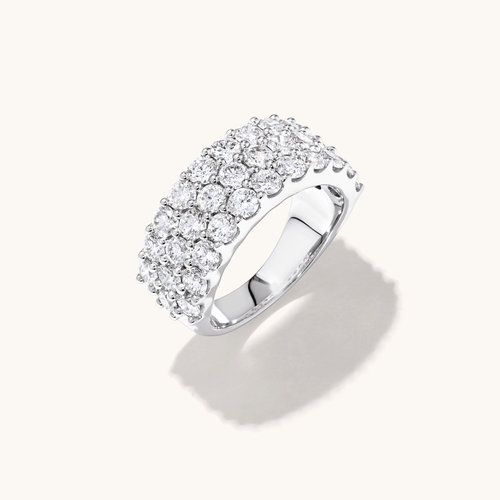 Three Row Dress Ring with 3.00tw of Laboratory-Grown Diamonds in Sterling Silver and Platinum Rings Bevilles 