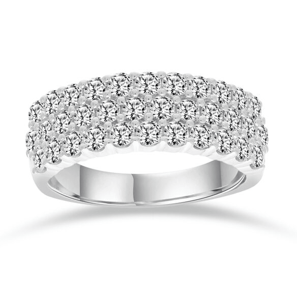 Triple Row Dress Ring with 1.50ct of Laboratory Grown Diamonds in Sterling Silver and Platinum Bevilles Jewellers 