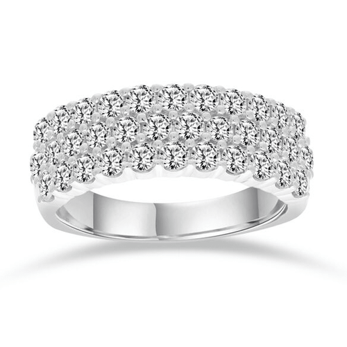 Triple Row Dress Ring with 1.50ct of Laboratory Grown Diamonds in Sterling Silver and Platinum Bevilles Jewellers 