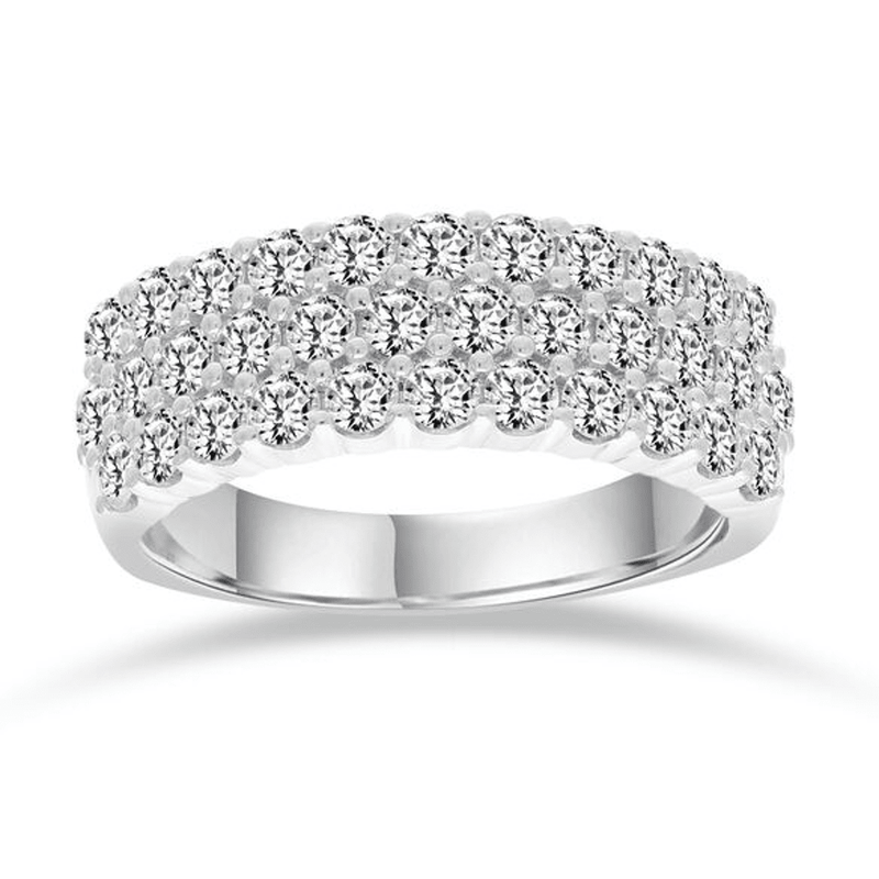 Triple Row Dress Ring with 1.50ct of Laboratory Grown Diamonds in Sterling Silver and Platinum Bevilles Jewellers 