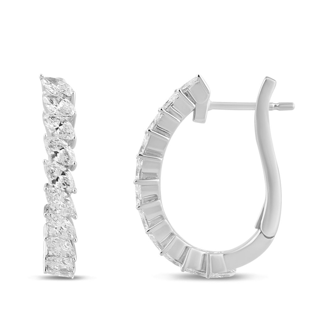 Marquees Hoop Earrings with 1.50ct of Laboratory Grown Diamonds in Sterling Silver and Platinum Bevilles Jewellers 