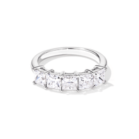 5 Stone Princess Cut Ring with 2.00tw of Laboratory-Grown Diamonds in Sterling Silver and Platinum Rings Bevilles 