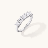 5 Stone Princess Cut Ring with 2.00tw of Laboratory-Grown Diamonds in Sterling Silver and Platinum Rings Bevilles 