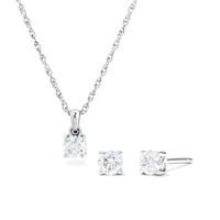 Earring and Necklace Set with 0.50tw of Laboratory-Grown Diamonds in Sterling Silver and Platinum Bevilles 