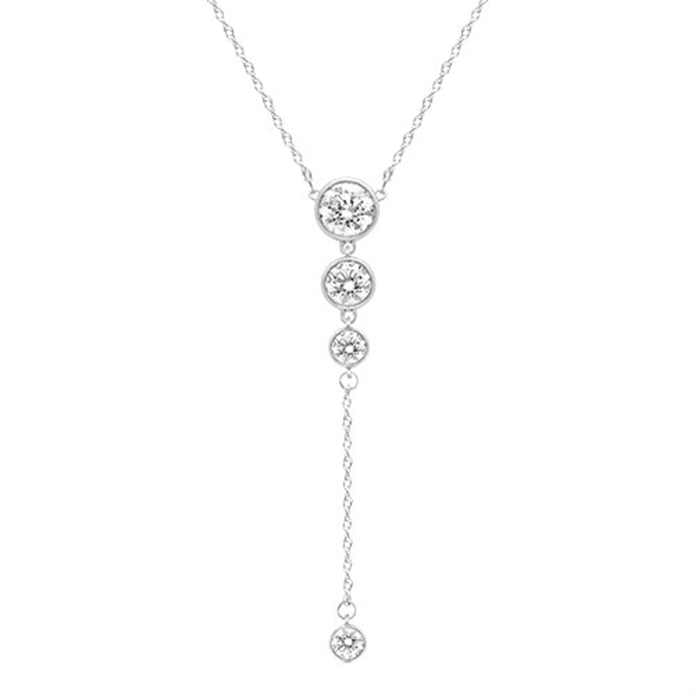 Bezel Set Lariat Necklace with 1.00ct of Laboratory Grown Diamonds in Sterling Silver and Platinum Bevilles Jewellers 