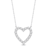 45cm Heart Shaped Pendant Necklace with 1.00tw of Laboratory-Grown Diamonds in Sterling Silver and Platinum Pendants Bevilles 