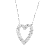 45cm Heart Shaped Pendant Necklace with 1.00tw of Laboratory-Grown Diamonds in Sterling Silver and Platinum Pendants Bevilles 