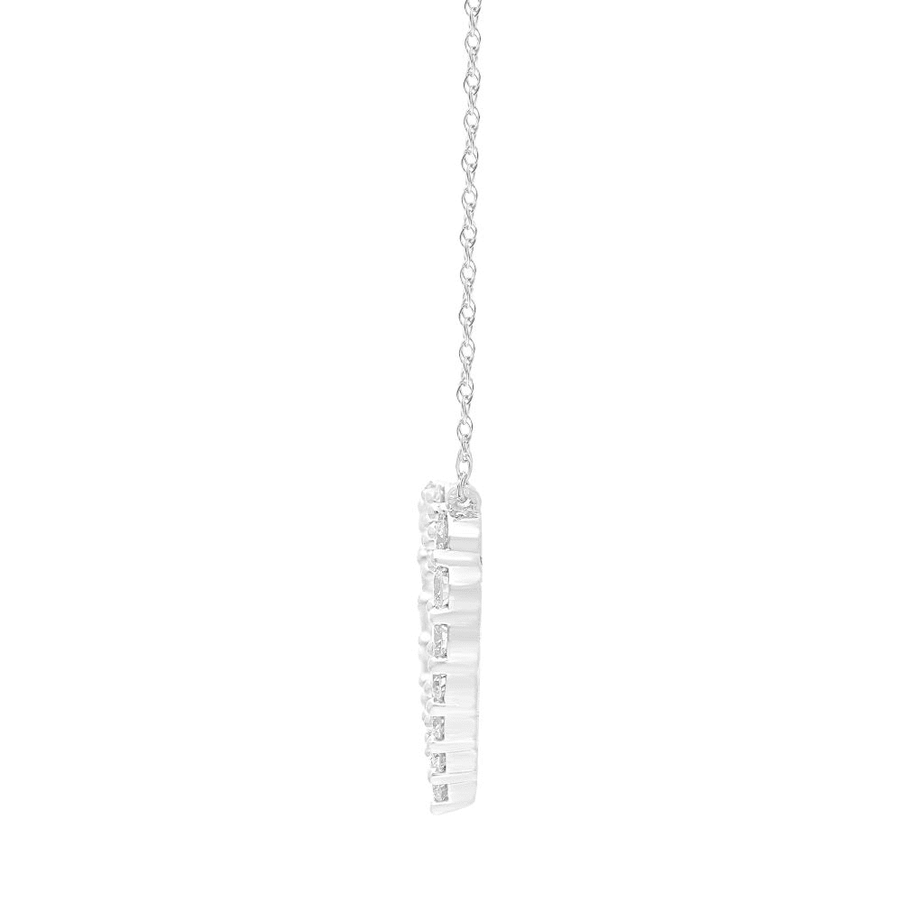 45cm Heart Shaped Pendant Necklace with 1.00tw of Laboratory-Grown Diamonds in Sterling Silver and Platinum Pendants Bevilles 