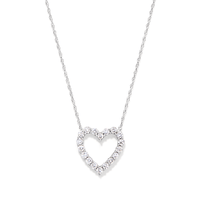 45cm Heart Pendant Necklace with 0.50tw of Laboratory-Grown Diamonds in Sterling Silver and Platinum Pendants Bevilles 