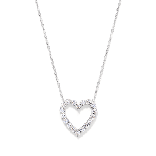 45cm Heart Pendant Necklace with 0.50tw of Laboratory-Grown Diamonds in Sterling Silver and Platinum Pendants Bevilles 