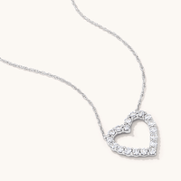 45cm Heart Pendant Necklace with 0.50tw of Laboratory-Grown Diamonds in Sterling Silver and Platinum Pendants Bevilles 