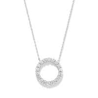 45cm Open Circle Pendant Necklace with 1.00tw of Laboratory-Grown Diamonds in Sterling Silver and Platinum Pendants Bevilles 