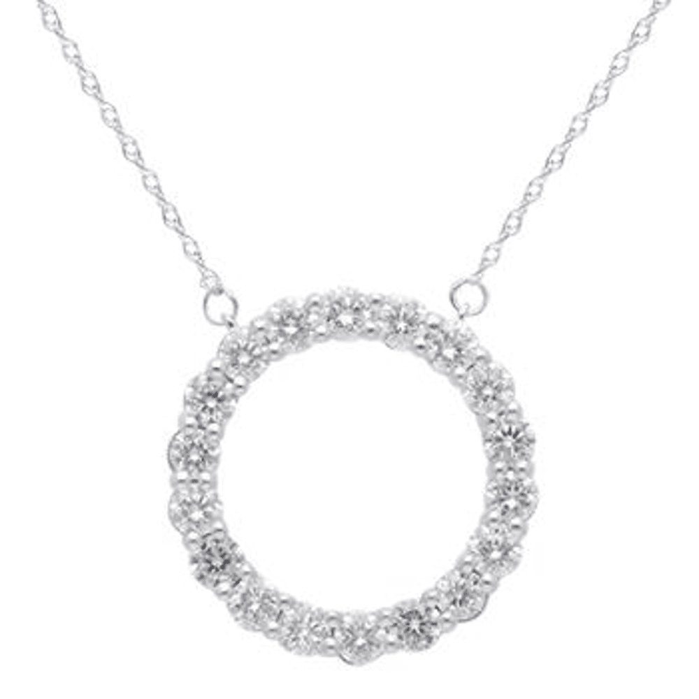Open Circle Pendant Necklace with 1.00ct of Laboratory Grown Diamonds in Sterling Silver and Platinum Bevilles Jewellers 