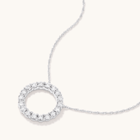 45cm Open Circle Pendant Necklace with 1.00tw of Laboratory-Grown Diamonds in Sterling Silver and Platinum Pendants Bevilles 