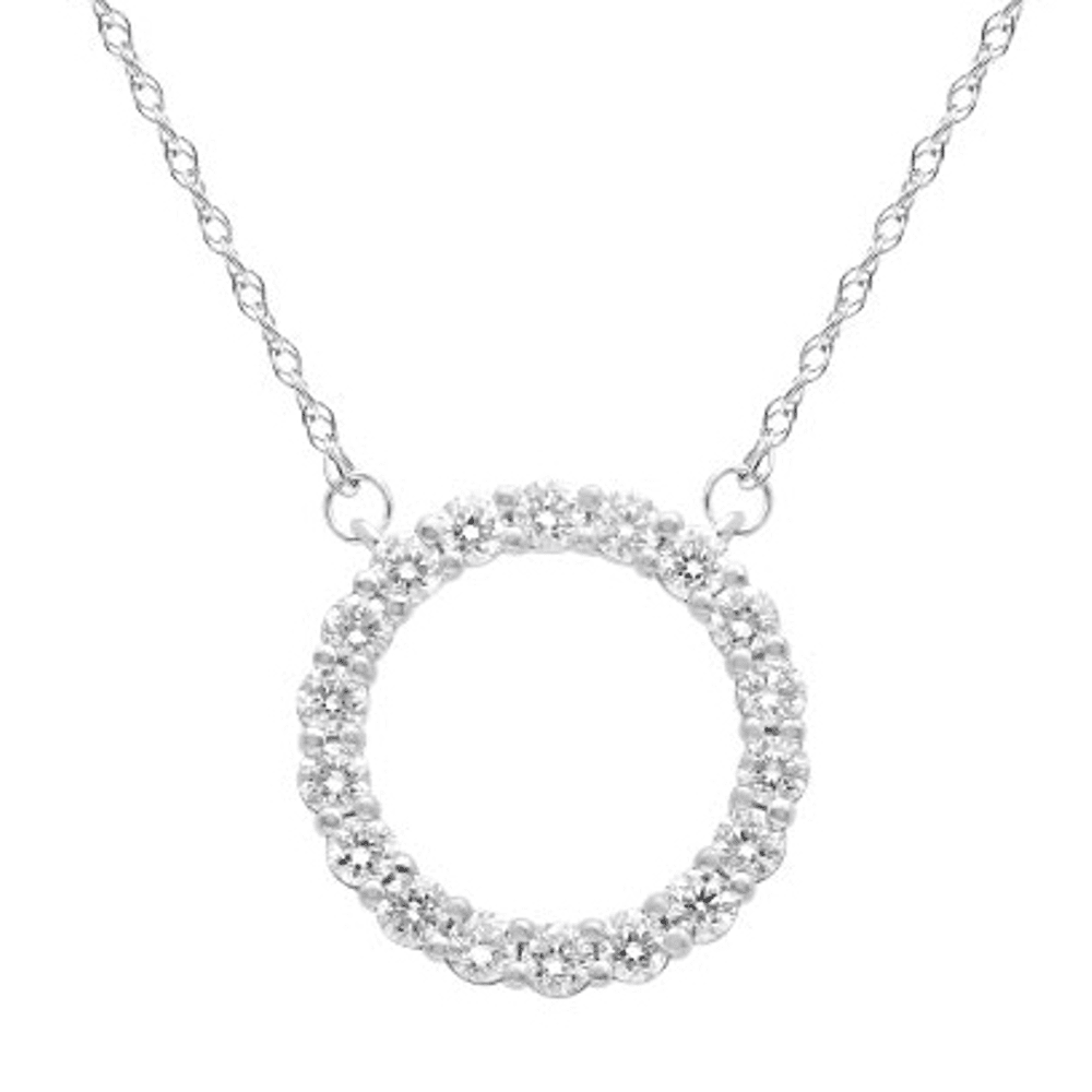 Circle Pendant Necklace with 1/2ct of Laboratory Grown Diamonds in Sterling Silver and Platinum Bevilles Jewellers 
