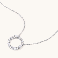 45cm Circle Pendant Necklace with 0.50tw of Laboratory-Grown Diamonds in Sterling Silver and Platinum Pendants Bevilles 