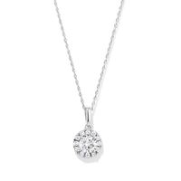 45cm Solitaire Halo Necklace with 1.00tw of Laboratory-Grown Diamonds in Sterling Silver and Platinum Pendants Bevilles 