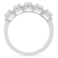 Emerald Cut Multi Station Dress Ring with 1.33tw of Laboratory-Grown Diamonds in Sterling Silver and Platinum Rings Bevilles 