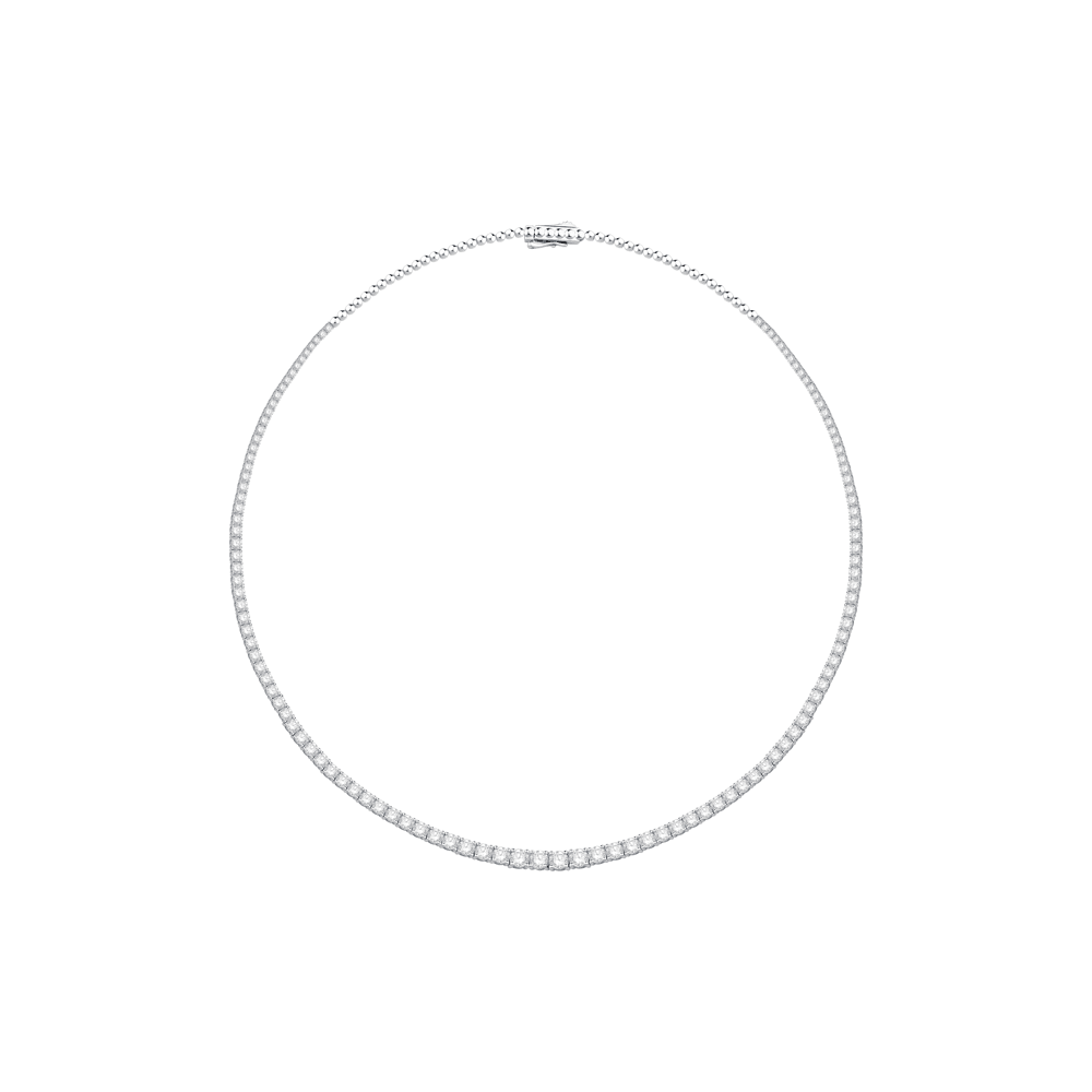 Graduated Tennis Necklace with 8.00ct of Laboratory Grown Diamonds in Sterling Silver and Platinum Bevilles Jewellers 