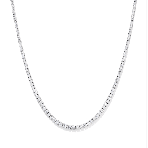 43cm Graduated Tennis Necklace with 8.00tw of Laboratory-Grown Diamonds in Sterling Silver and Platinum Pendants Bevilles 