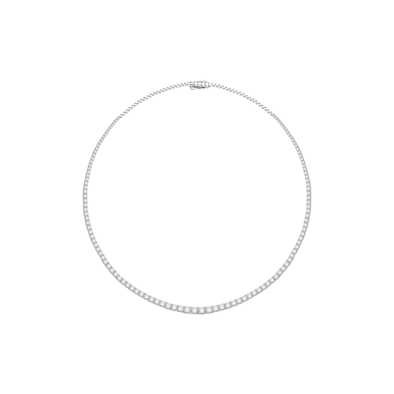 Graduated Tennis Necklace with 8.00ct of Laboratory Grown Diamonds in Sterling Silver and Platinum Bevilles Jewellers 