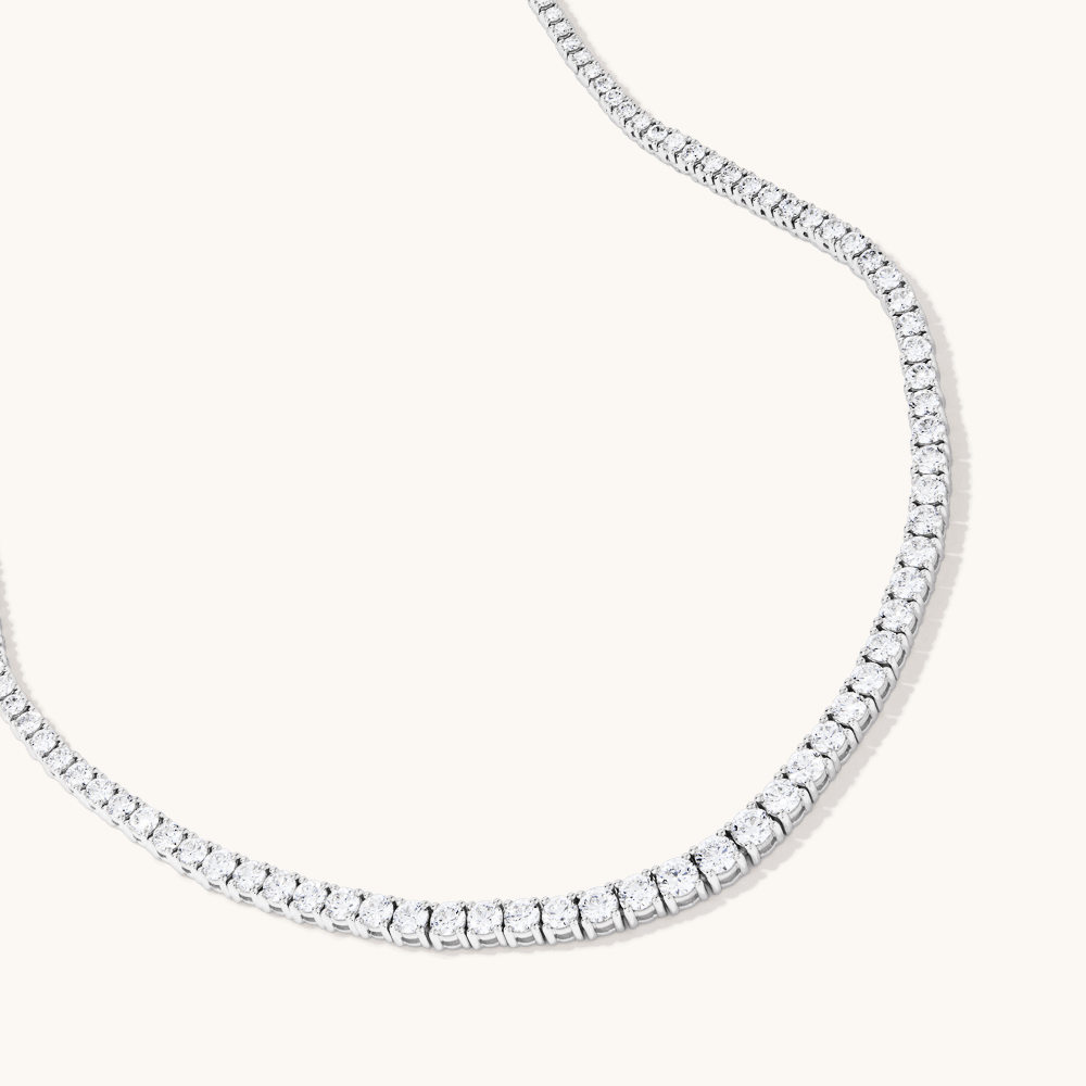 43cm Graduated Tennis Necklace with 8.00tw of Laboratory-Grown Diamonds in Sterling Silver and Platinum Pendants Bevilles 