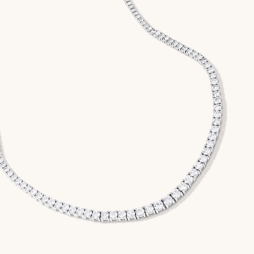 43cm Graduated Tennis Necklace with 8.00tw of Laboratory-Grown Diamonds in Sterling Silver and Platinum Pendants Bevilles 