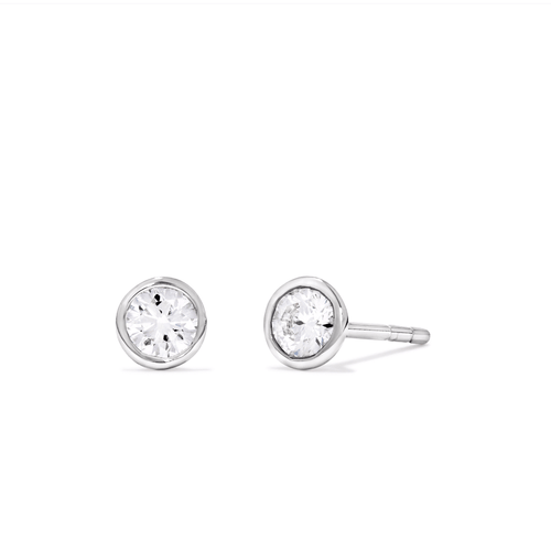 Martini Bezel Stud Earrings with 0.20tw of Laboratory-Grown Diamonds in Sterling Silver and Platinum Earrings Bevilles 