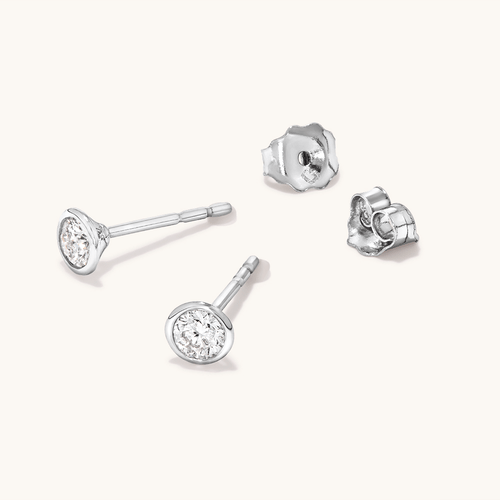 Martini Bezel Stud Earrings with 0.20tw of Laboratory-Grown Diamonds in Sterling Silver and Platinum Earrings Bevilles 