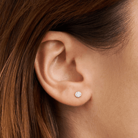 Martini Bezel Stud Earrings with 0.20tw of Laboratory-Grown Diamonds in Sterling Silver and Platinum Earrings Bevilles 