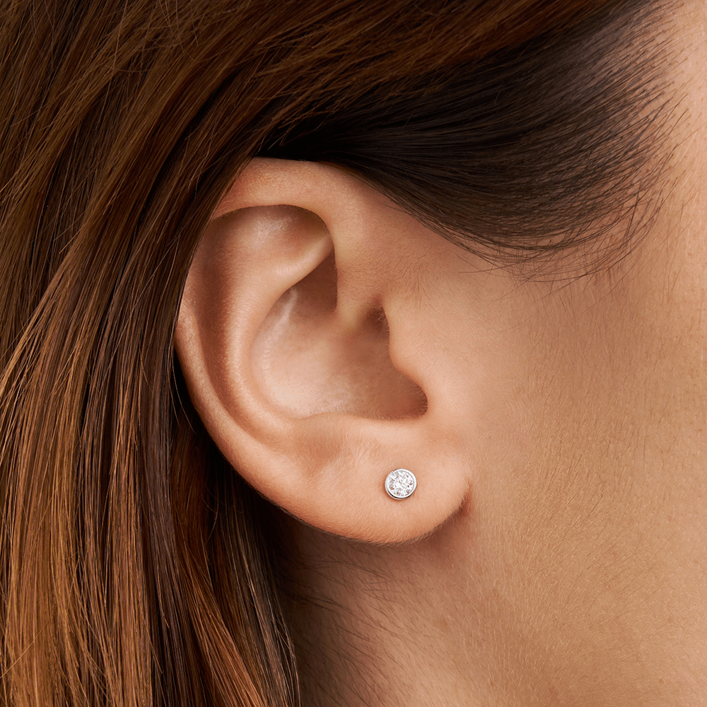 Martini Bezel Stud Earrings with 0.20tw of Laboratory-Grown Diamonds in Sterling Silver and Platinum Earrings Bevilles 