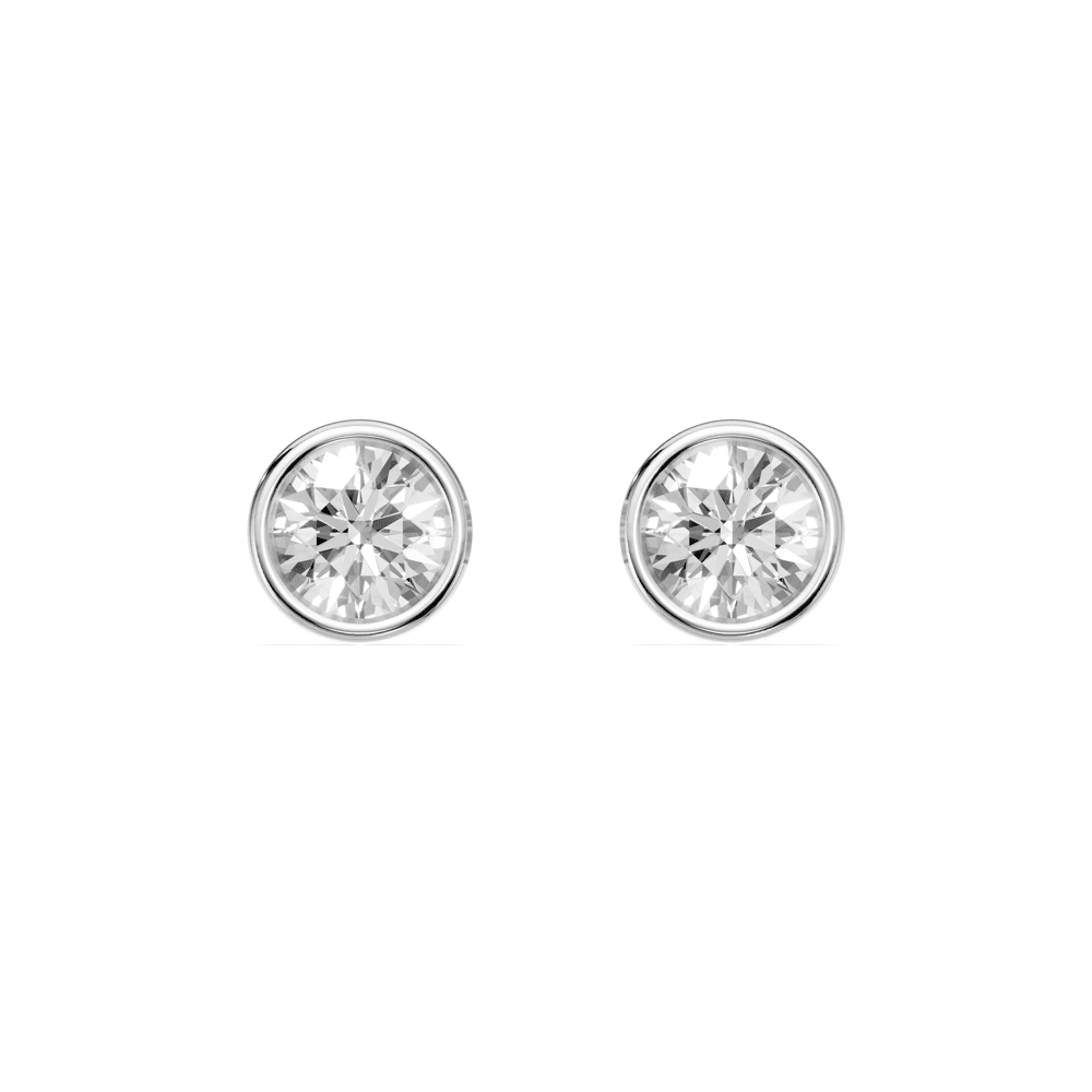 Bezel Stud Earrings with 0.80ct of Laboratory Grown Diamonds in Sterling Silver and Platinum Bevilles Jewellers 