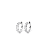 Single Row Hoop Earrings with 1.00tw of Laboratory-Grown Diamonds in Sterling Silver and Platinum Earrings Bevilles 