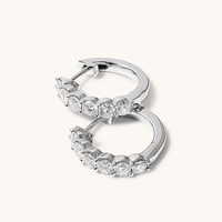 Single Row Hoop Earrings with 1.00tw of Laboratory-Grown Diamonds in Sterling Silver and Platinum Earrings Bevilles 