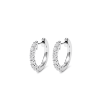 Single Row Hoop Earrings with 0.50tw of Laboratory-Grown Diamonds in Platinum and Sterling Silver Earrings Bevilles 