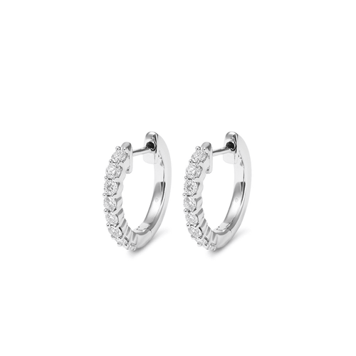 Single Row Hoop Earrings with 0.50tw of Laboratory-Grown Diamonds in Platinum and Sterling Silver Earrings Bevilles 