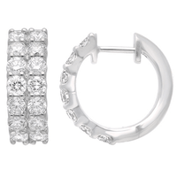 Double Row Hoop Earrings with 2.00ct of Laboratory Grown Diamonds in Sterling Silver and Platinum Bevilles Jewellers 