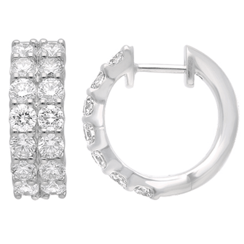 Double Row Hoop Earrings with 2.00ct of Laboratory Grown Diamonds in Sterling Silver and Platinum Bevilles Jewellers 