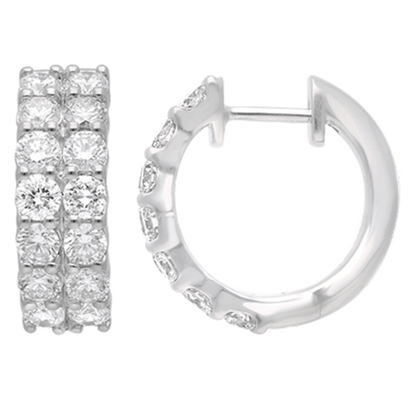 Double Row Hoop Earrings with 2.00ct of Laboratory Grown Diamonds in Sterling Silver and Platinum Bevilles Jewellers 