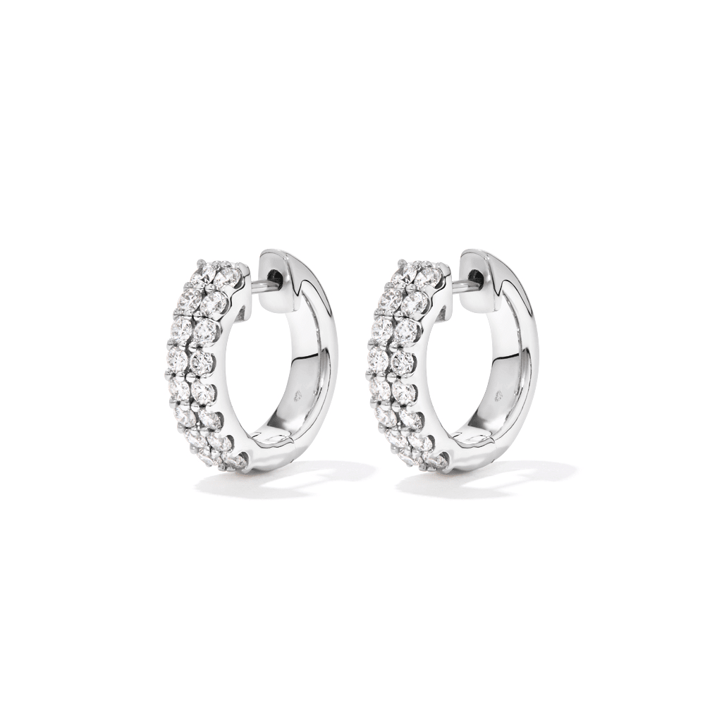 Double Row Hoop Earrings with 1.00tw of Laboratory-Grown Diamonds in S ...