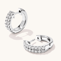 Double Row Hoop Earrings with 1.00tw of Laboratory-Grown Diamonds in Sterling Silver and Platinum Earrings Bevilles 