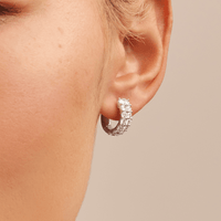 Double Row Hoop Earrings with 1.00tw of Laboratory-Grown Diamonds in Sterling Silver and Platinum Earrings Bevilles 