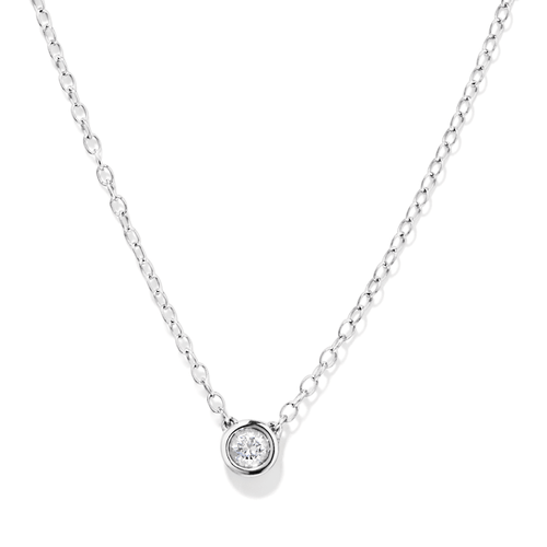 45cm 0.10ct Laboratory-Grown Diamond Bezel Solitaire Necklace in Sterling Silver and Platinum Pendants Bevilles 