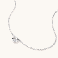 45cm 0.20ct Laboratory-Grown Diamond Bezel Solitaire Necklace in Sterling Silver and Platinum Pendants Bevilles 