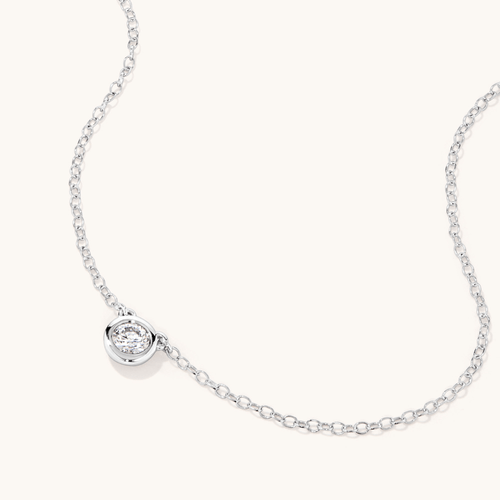 45cm 0.20ct Laboratory-Grown Diamond Bezel Solitaire Necklace in Sterling Silver and Platinum Pendants Bevilles 