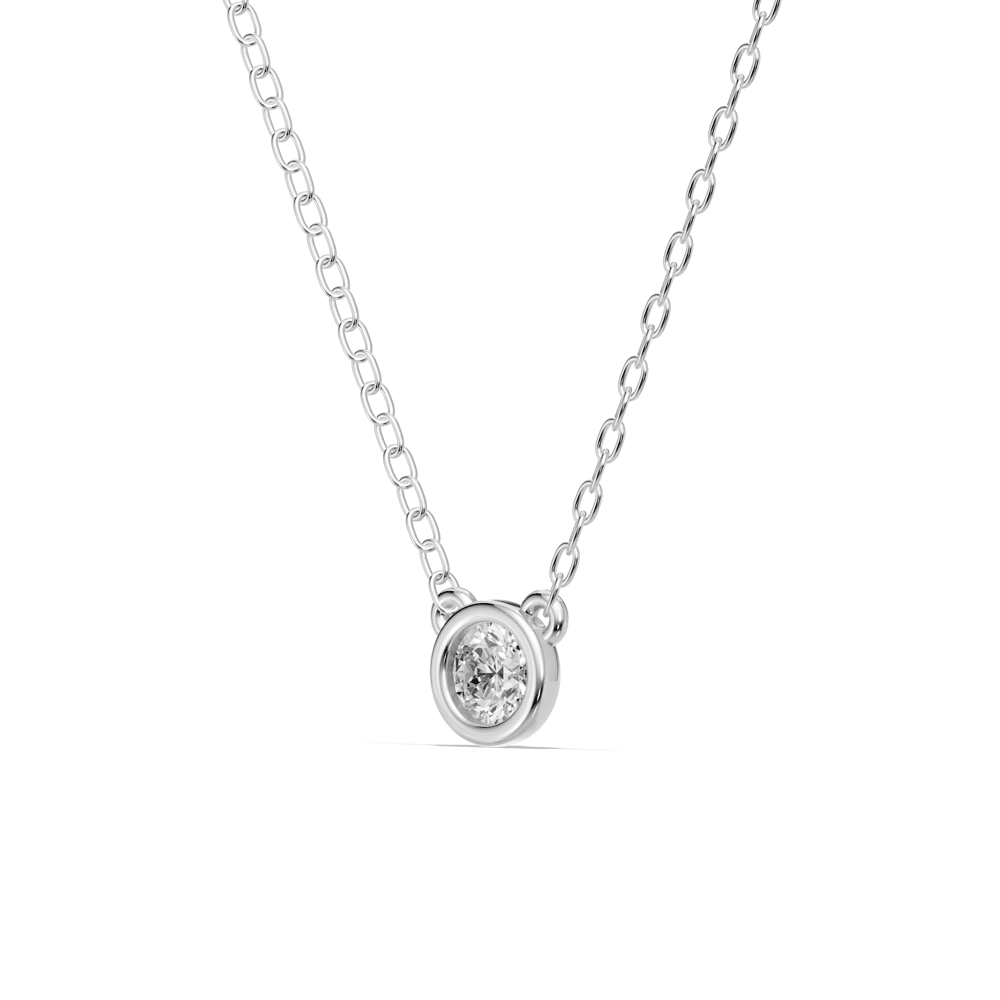 Bezel Pendant Necklace with 0.20ct of Laboratory Grown Diamonds in Sterling Silver and Platinum Bevilles Jewellers 