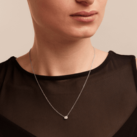 45cm 0.20ct Laboratory-Grown Diamond Bezel Solitaire Necklace in Sterling Silver and Platinum Pendants Bevilles 