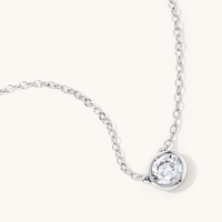 45cm 0.40ct Laboratory-Grown Diamond Bezel Solitaire Necklace in Sterling Silver and Platinum Pendants Bevilles 