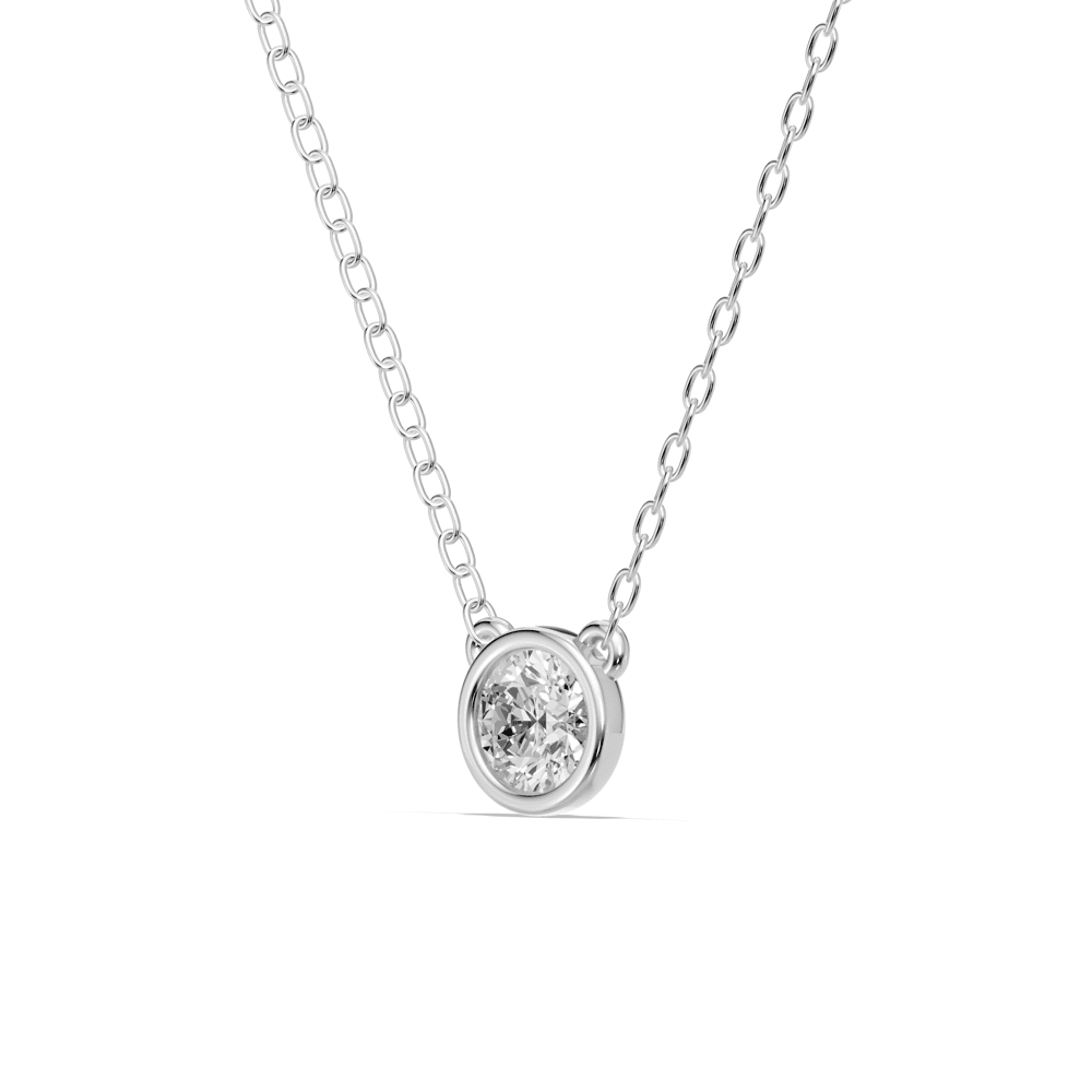 45cm 0.40ct Laboratory-Grown Diamond Bezel Solitaire Necklace in Sterling Silver and Platinum Pendants Bevilles 